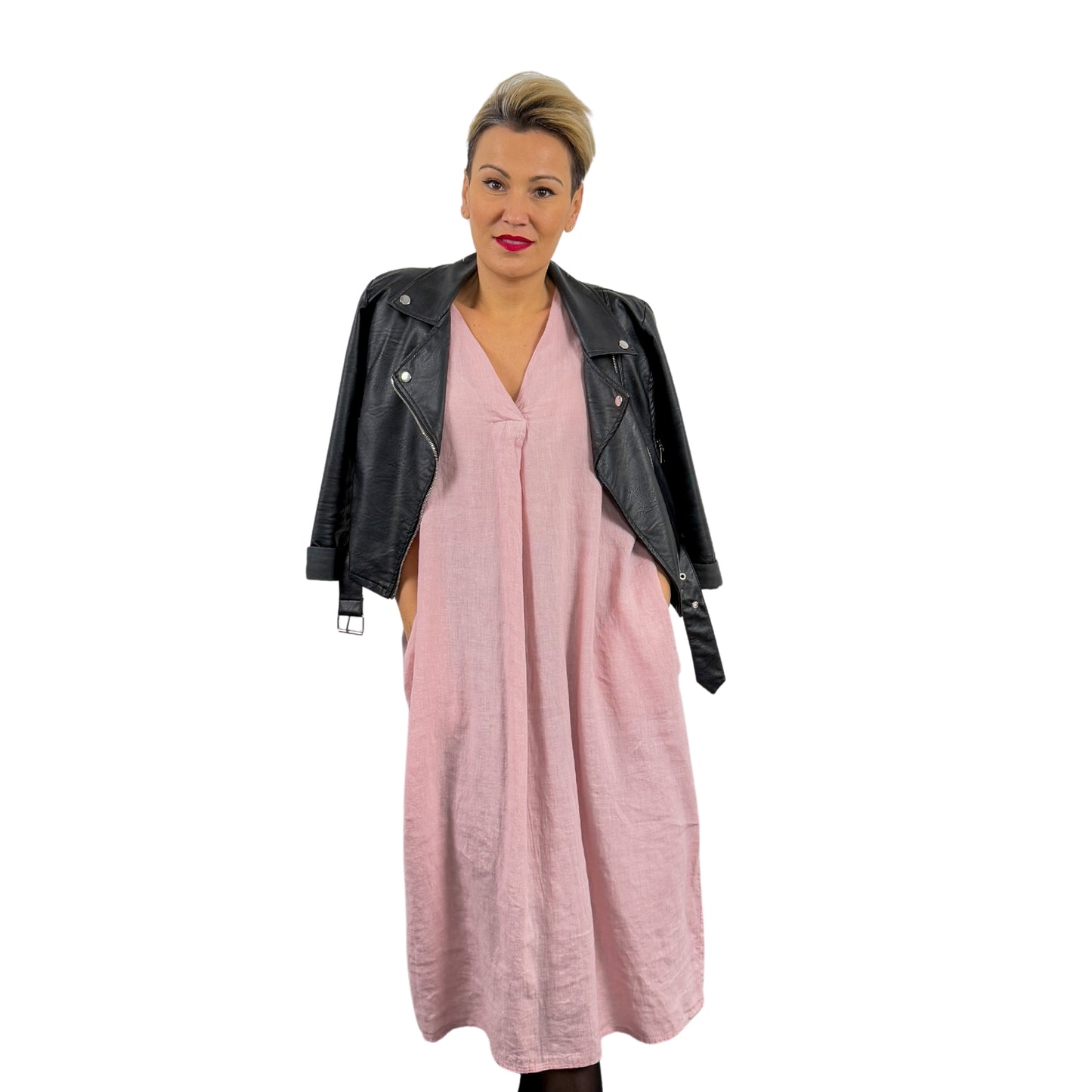 Rochie roz pal de in oversize -k1