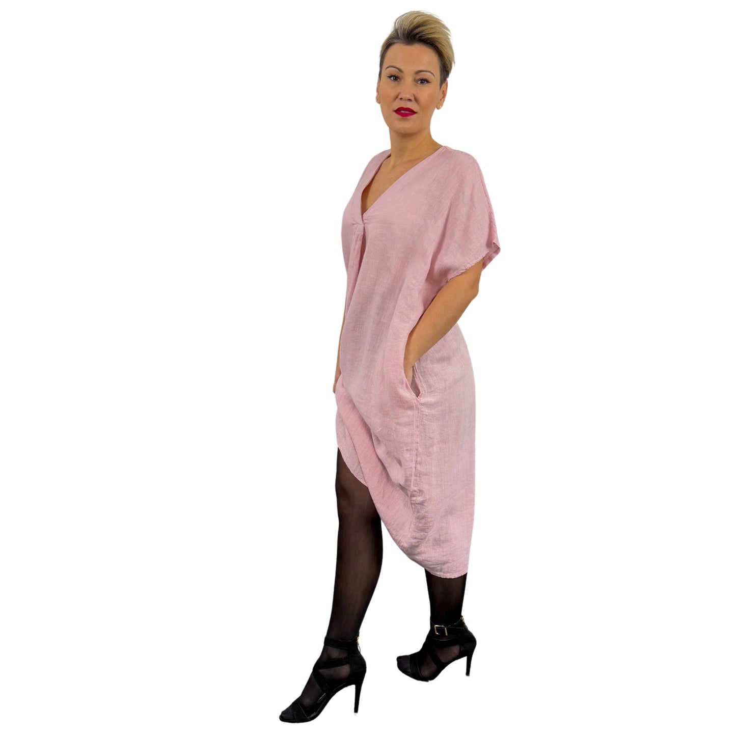 Rochie roz pal de in oversize -k1