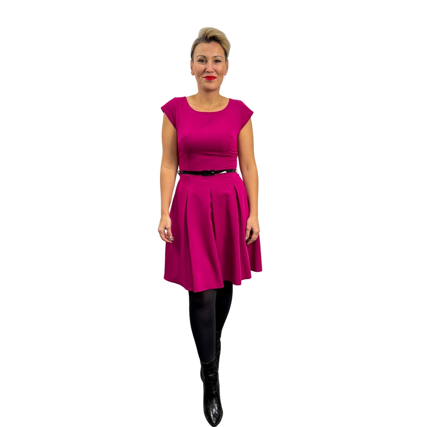 Rochie fucsia cu 4 clini - k1
