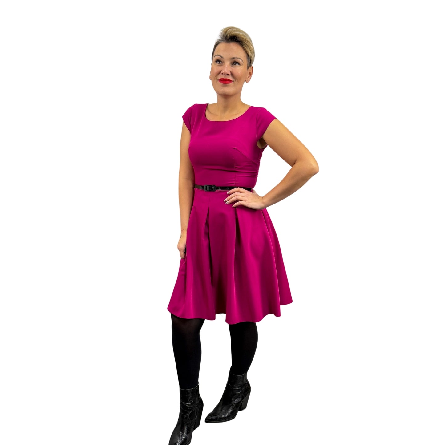 Rochie fucsia cu 4 clini - k1