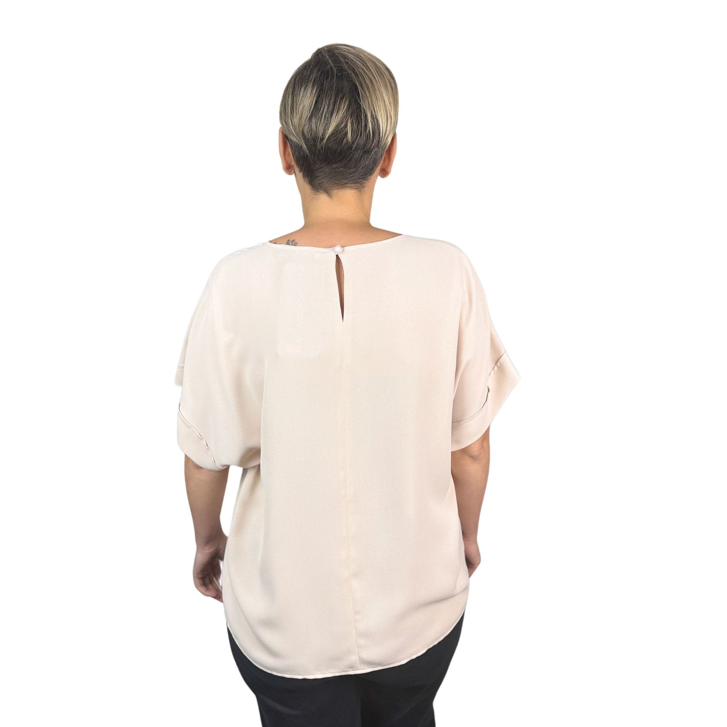 Top bej cu guler rotund -k1