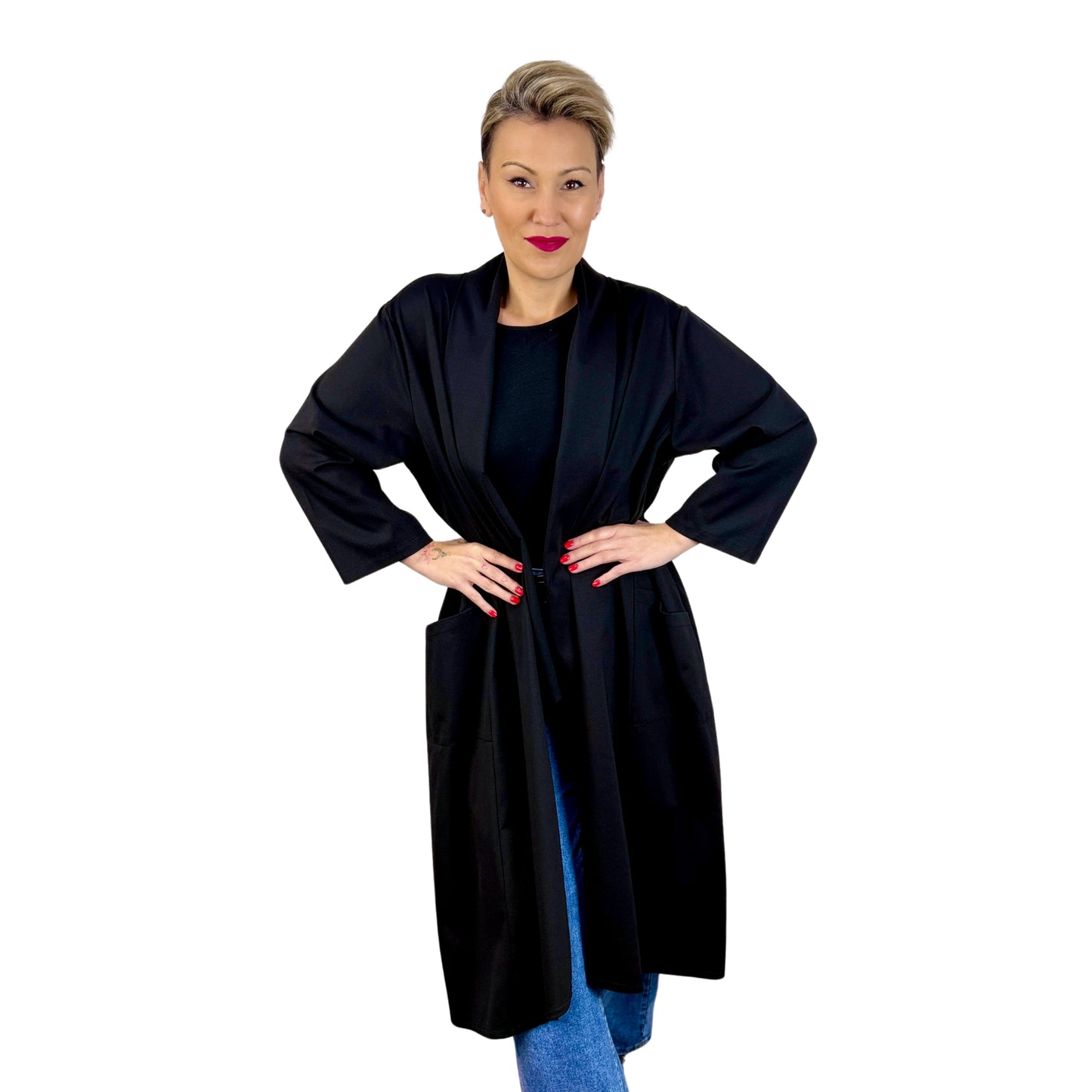 Cardigan negru oversize -k2