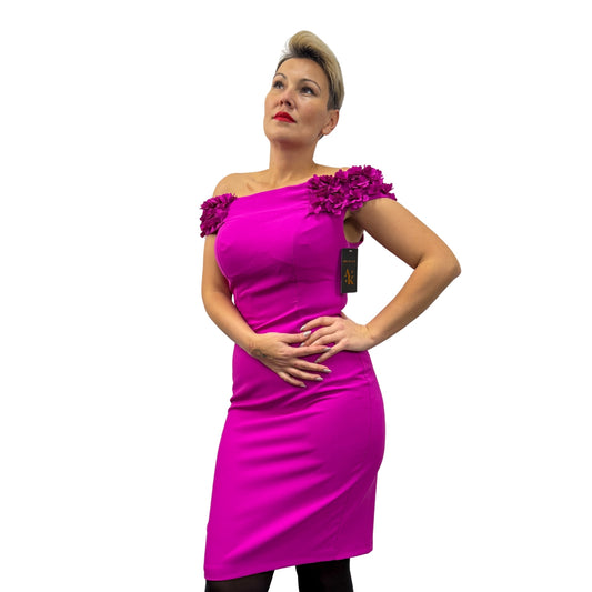Rochie roz barbie cu flori - k1