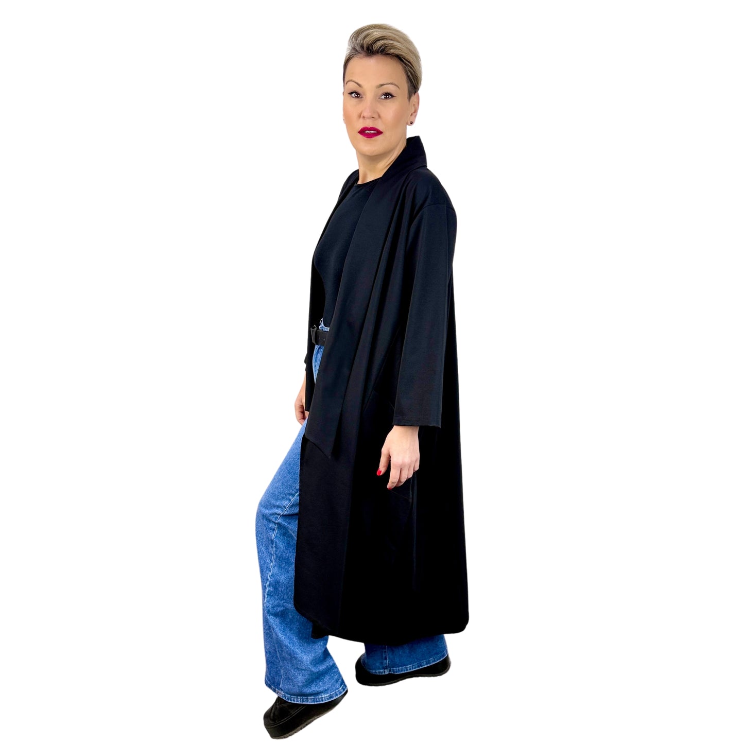 Cardigan negru oversize -k2