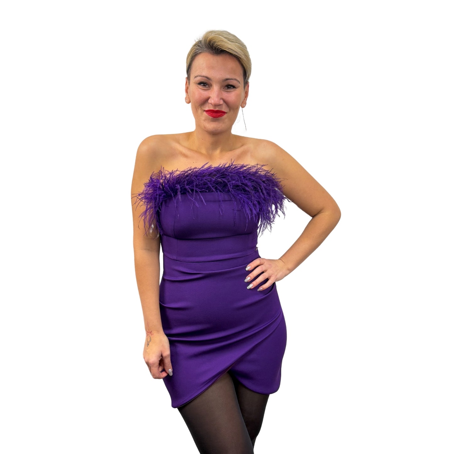 Rochie mov cu pene - k1