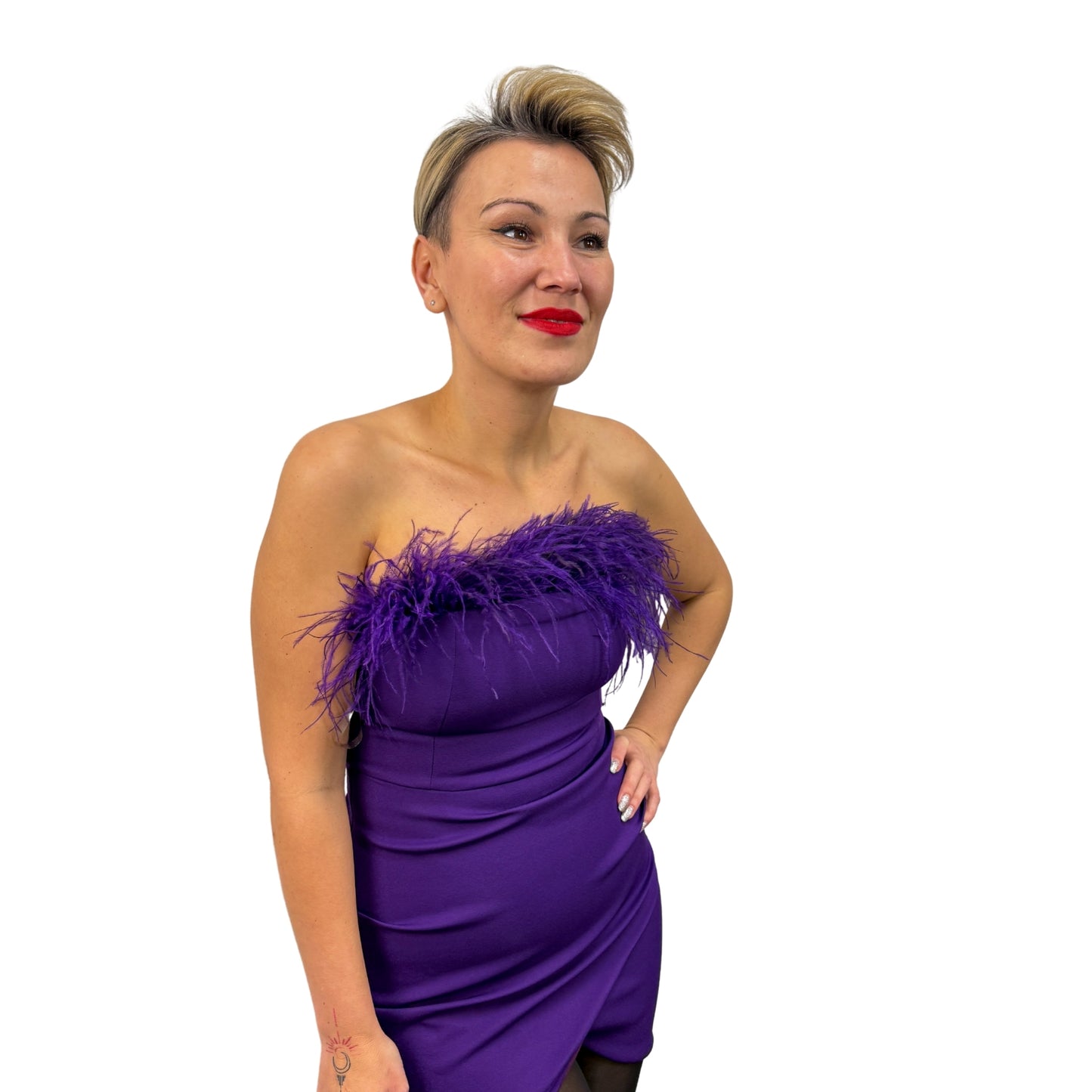 Rochie mov cu pene - k1