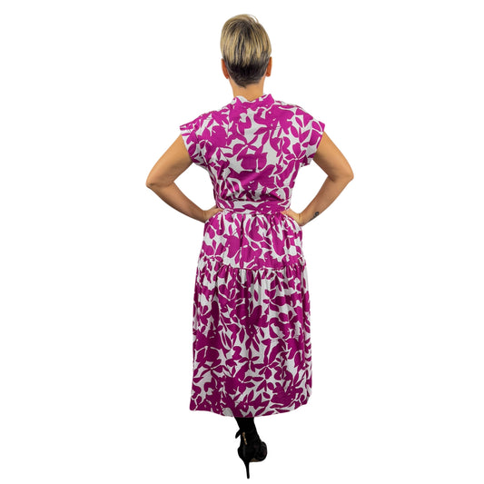 Rochie midi mov cu flori -k1
