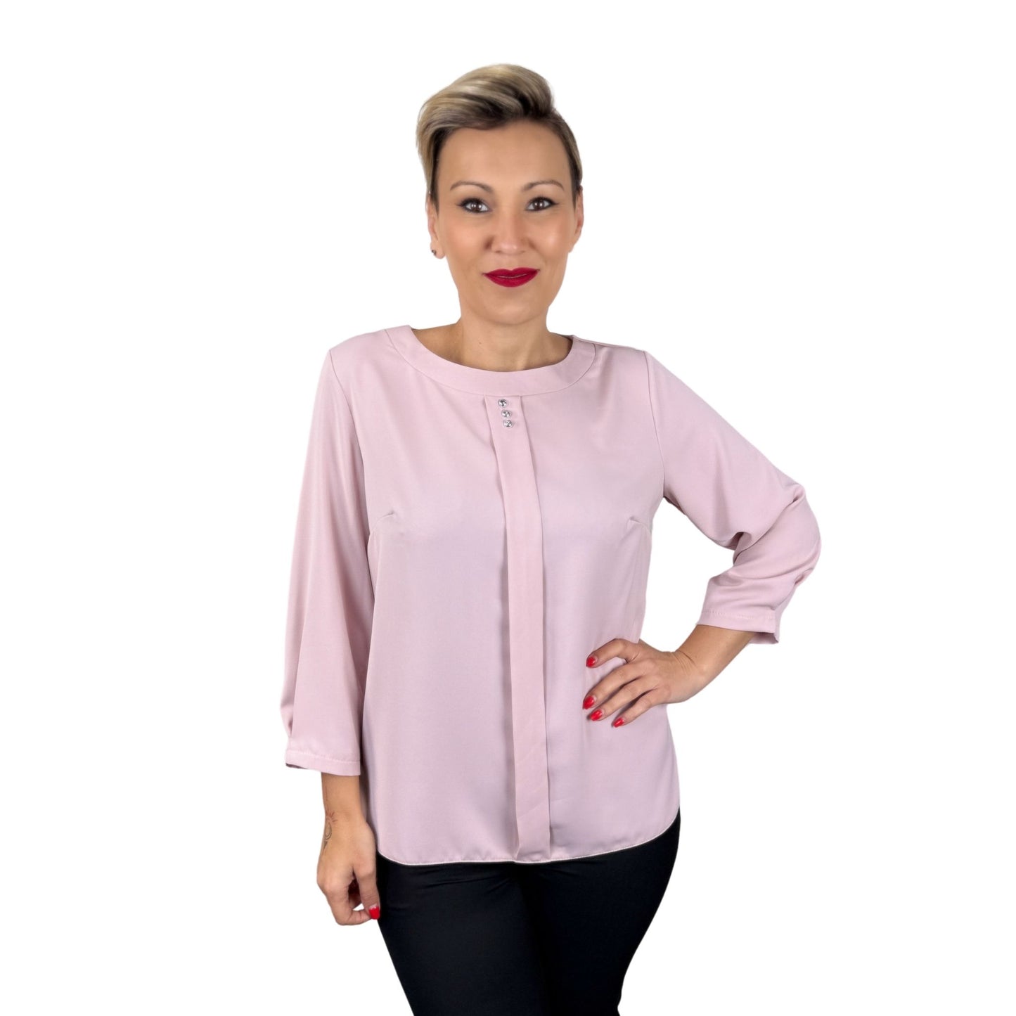 Cămașă roz pal cu 3 nasturi -k1
