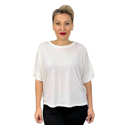 Tricou alb cu umăr căzut -k2