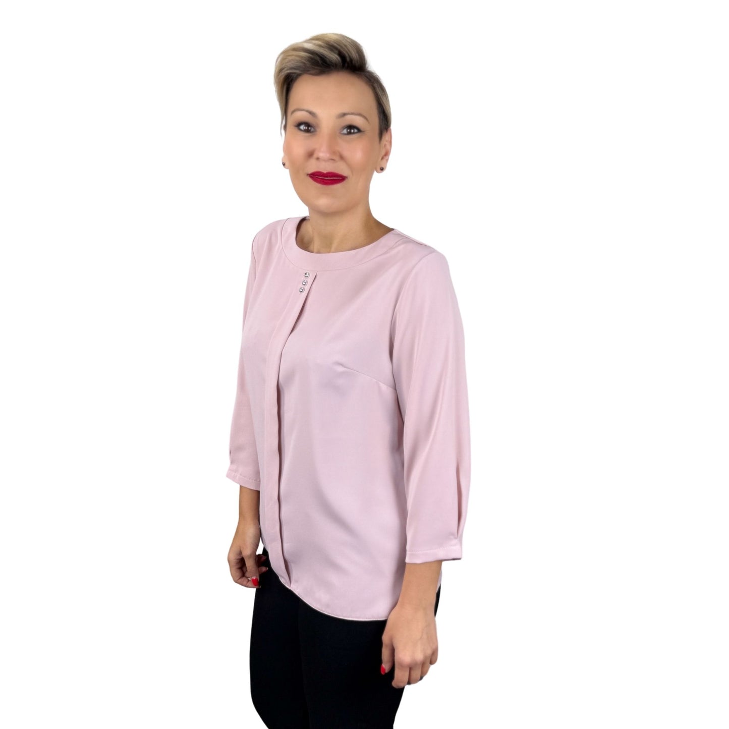 Cămașă roz pal cu 3 nasturi -k1