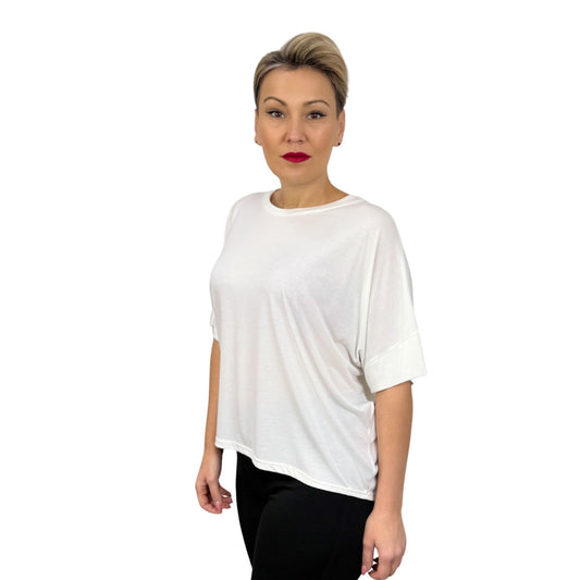 Tricou alb cu umăr căzut -k2