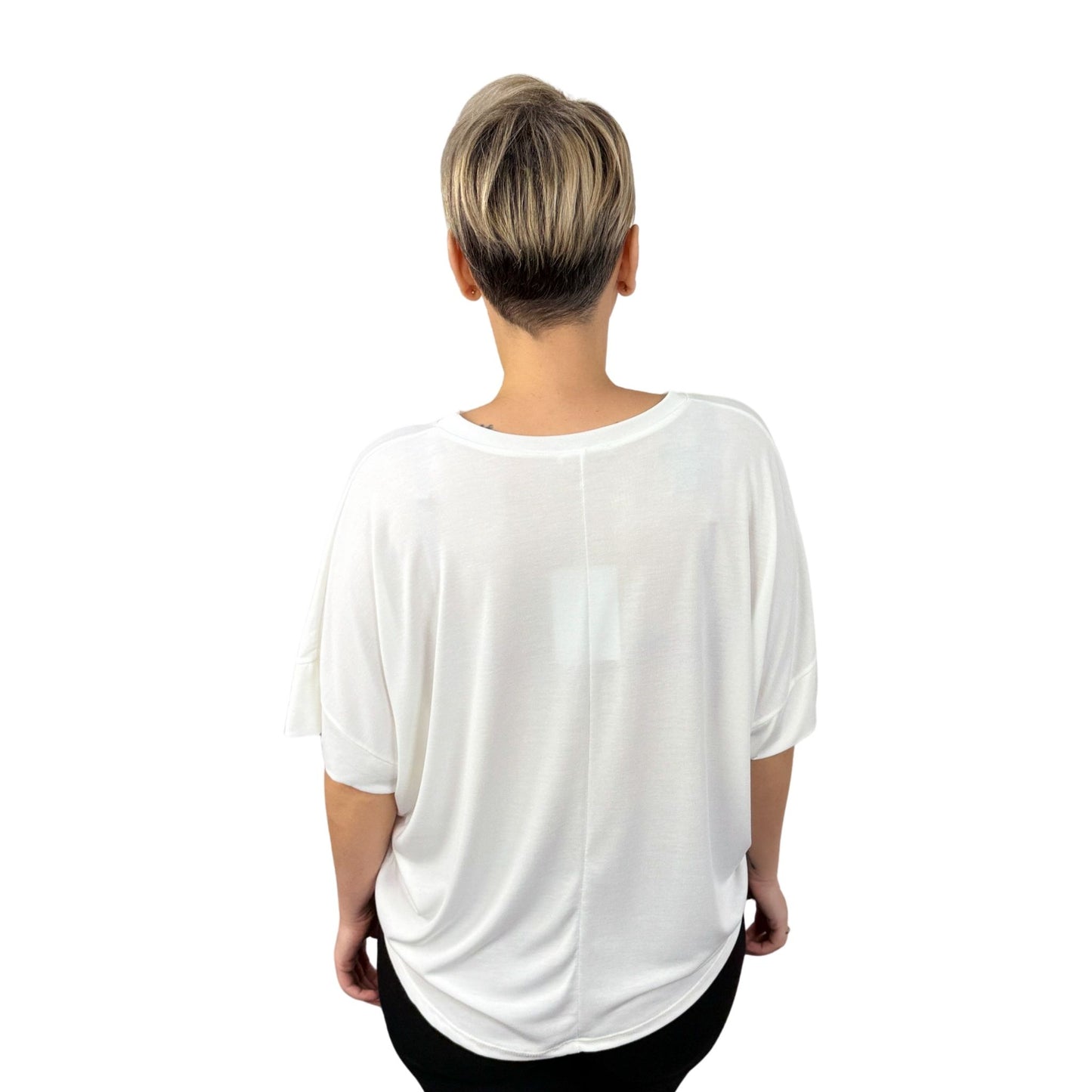 Tricou alb cu umăr căzut -k2