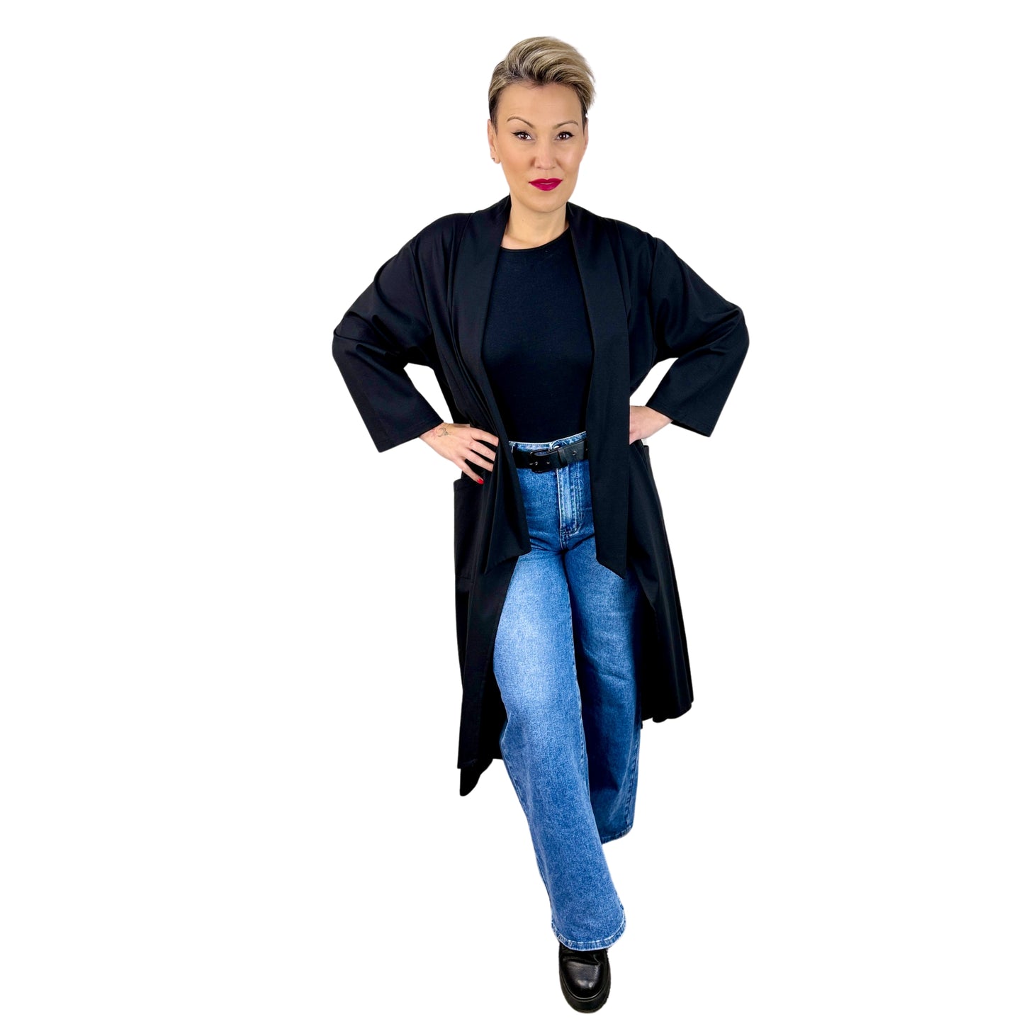 Cardigan negru oversize -k2