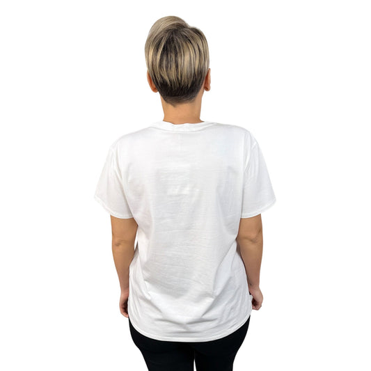 Tricou alb cu flori -k2