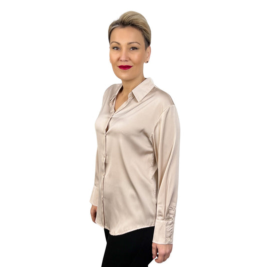 Cămașă bej de satin -k2