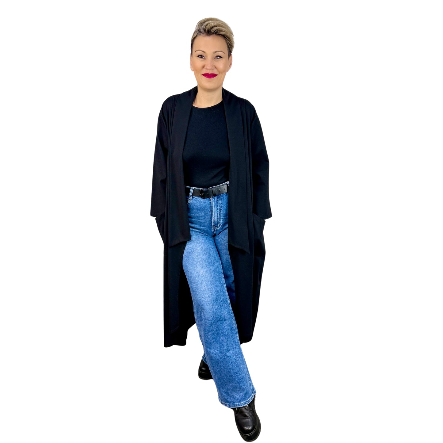 Cardigan negru oversize -k2