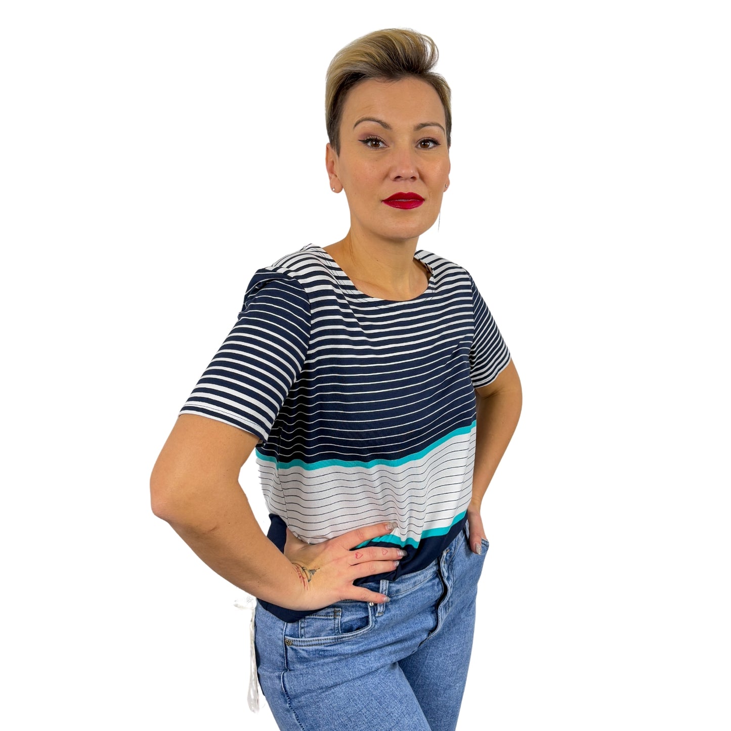 Tricou în dungi cu albastru -k1