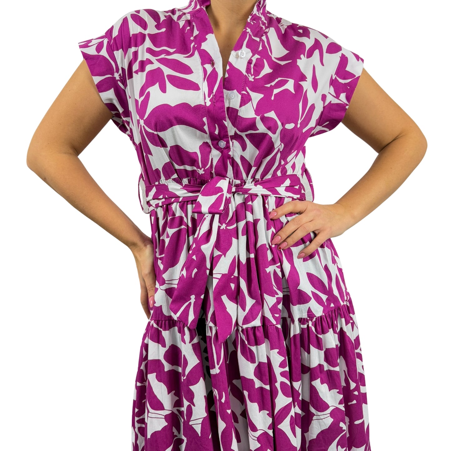 Rochie midi mov cu flori -k1
