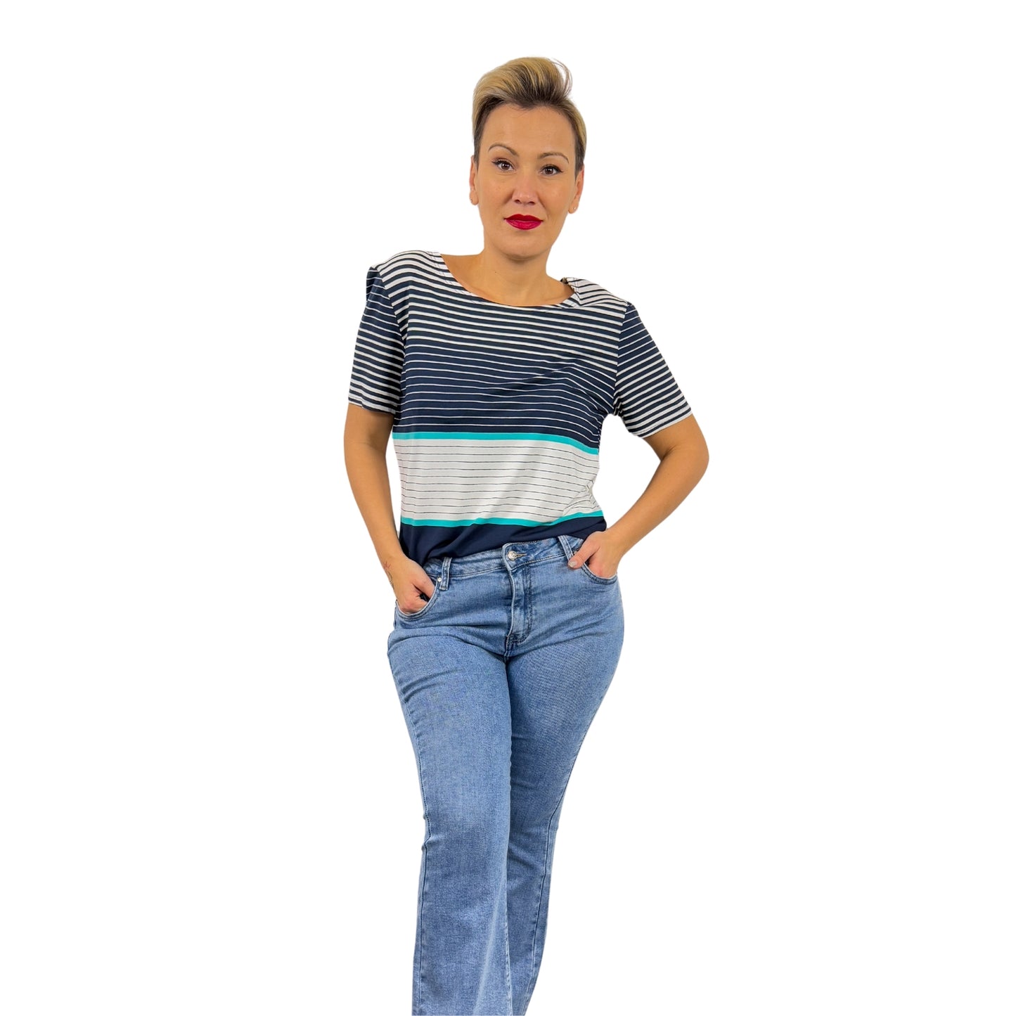 Tricou în dungi cu albastru -k1