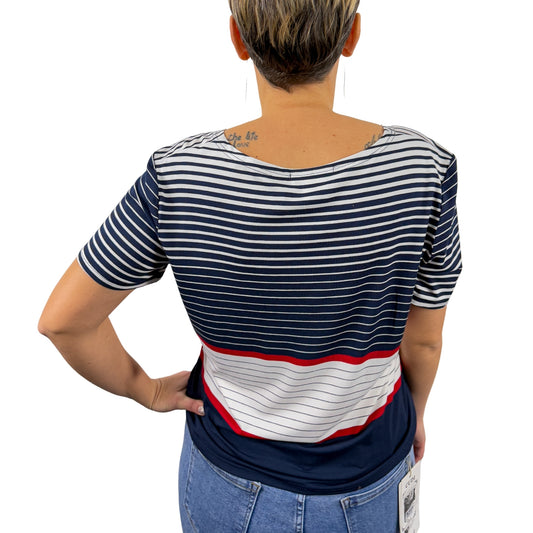 Tricou în dungi cu roșu -k1