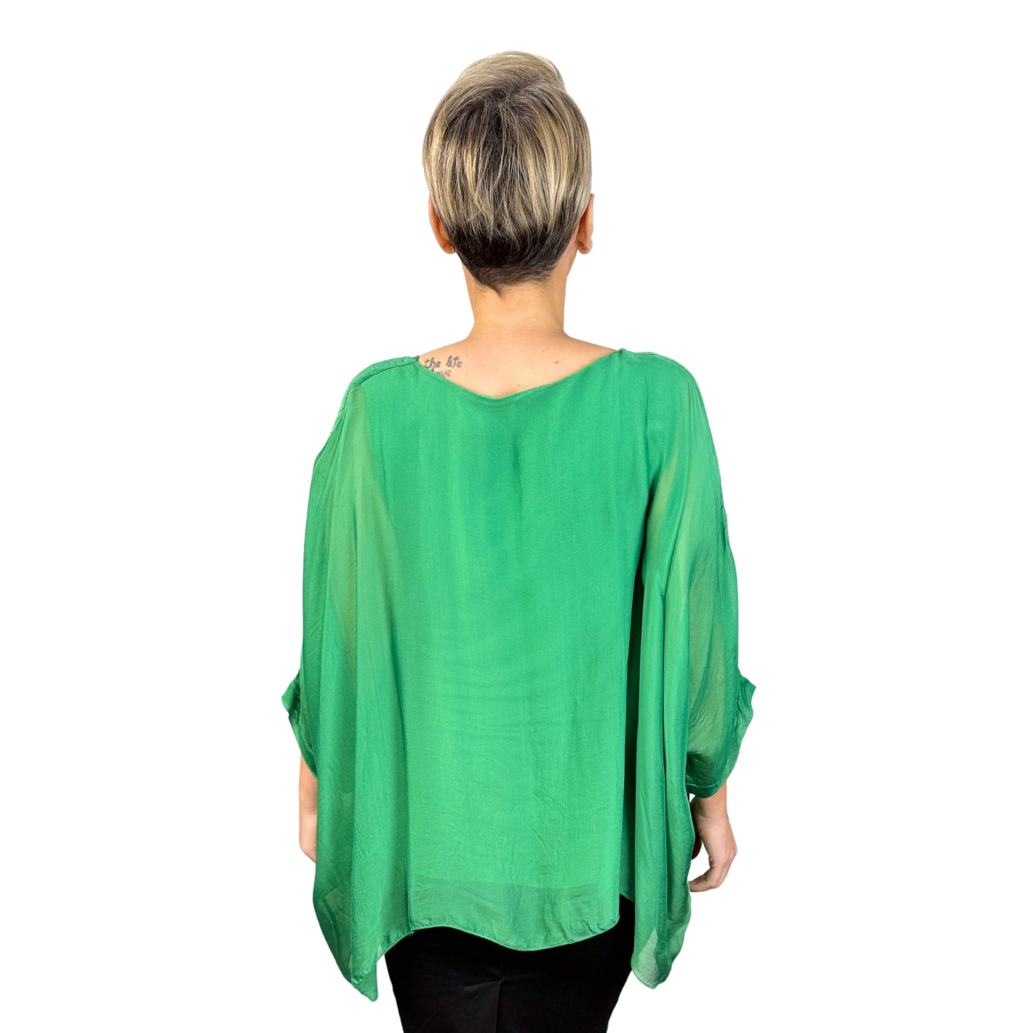 Bluză verde de mătase  -k1