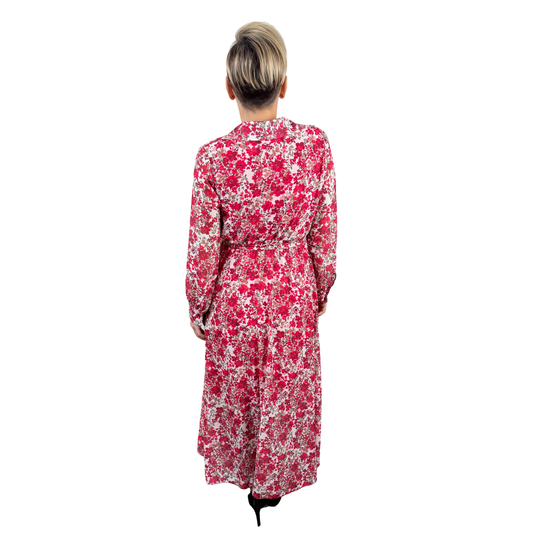Rochie roșie midi cu imprimeu floral -k1