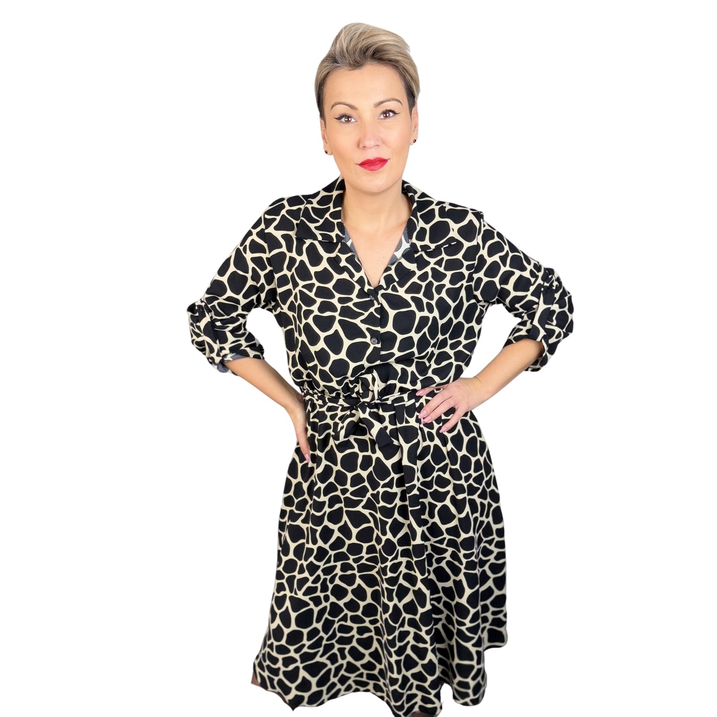 Rochie cămașă animal print -k1