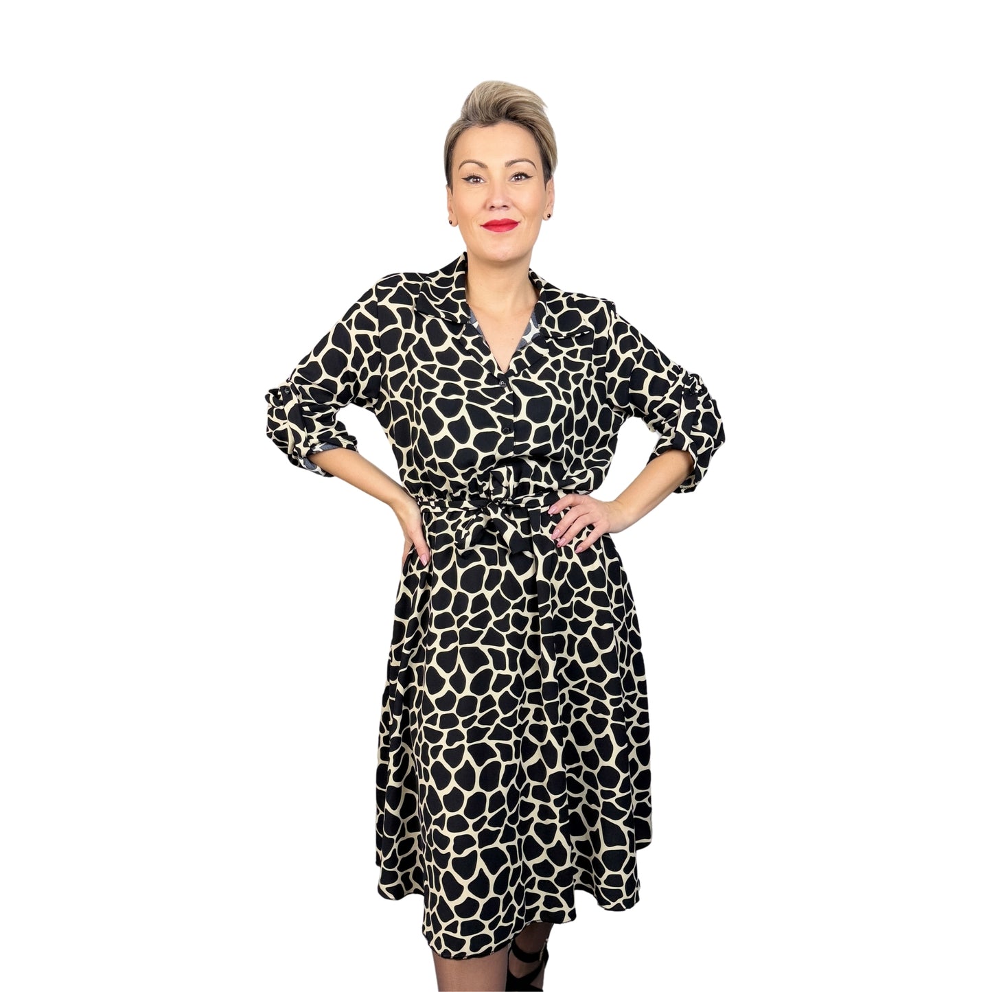 Rochie cămașă animal print -k1