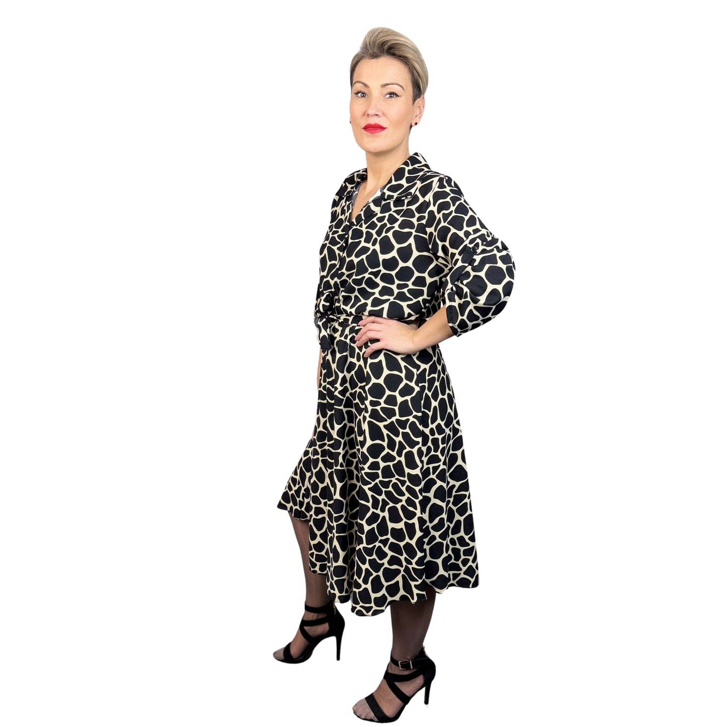 Rochie cămașă animal print -k1