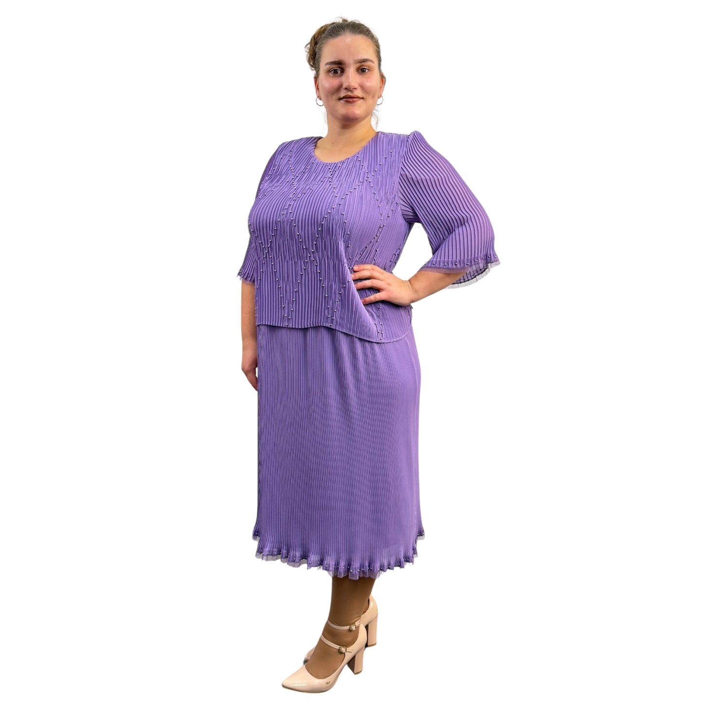 Rochie mov deschis plisată - k1