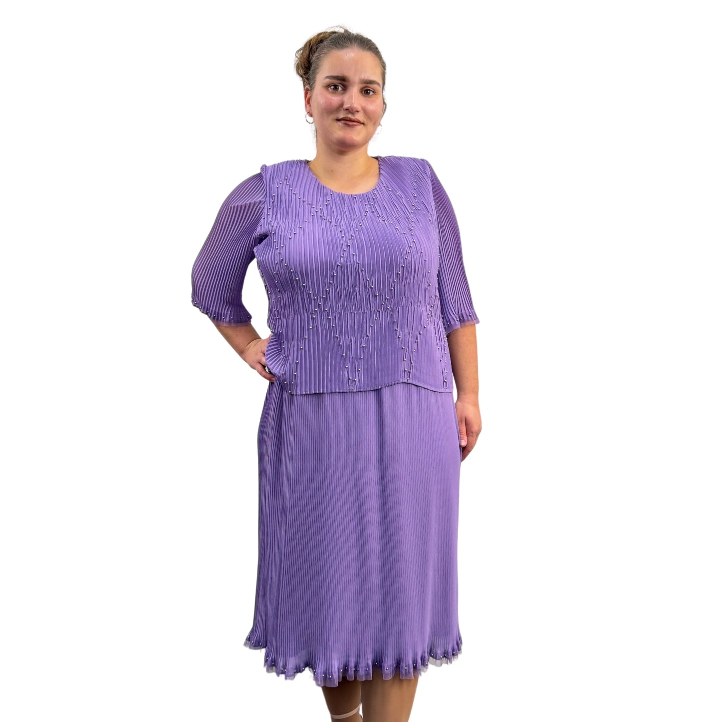 Rochie mov deschis plisată - k1