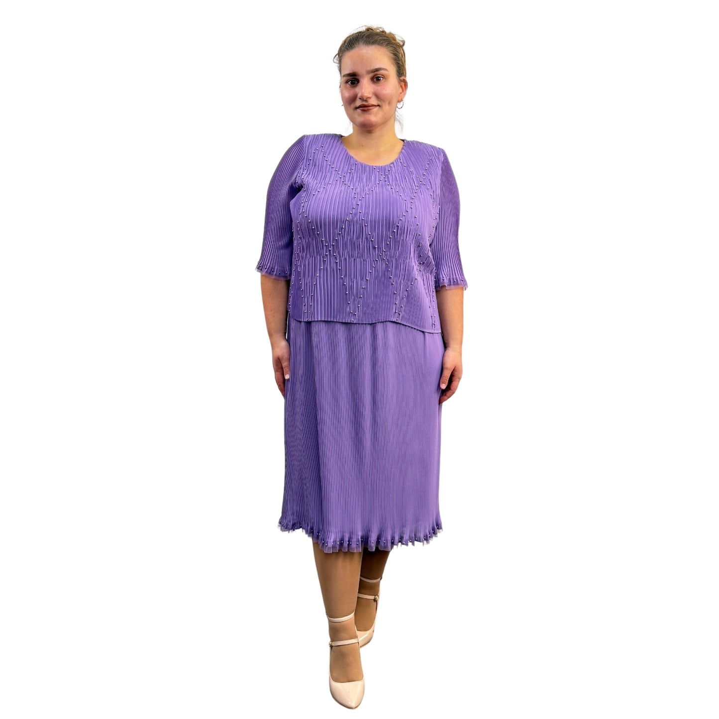 Rochie mov deschis plisată - k1