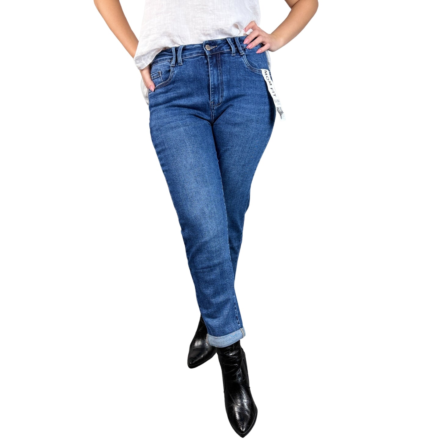 Blugi albaștri mom fit 90505ZC-K1