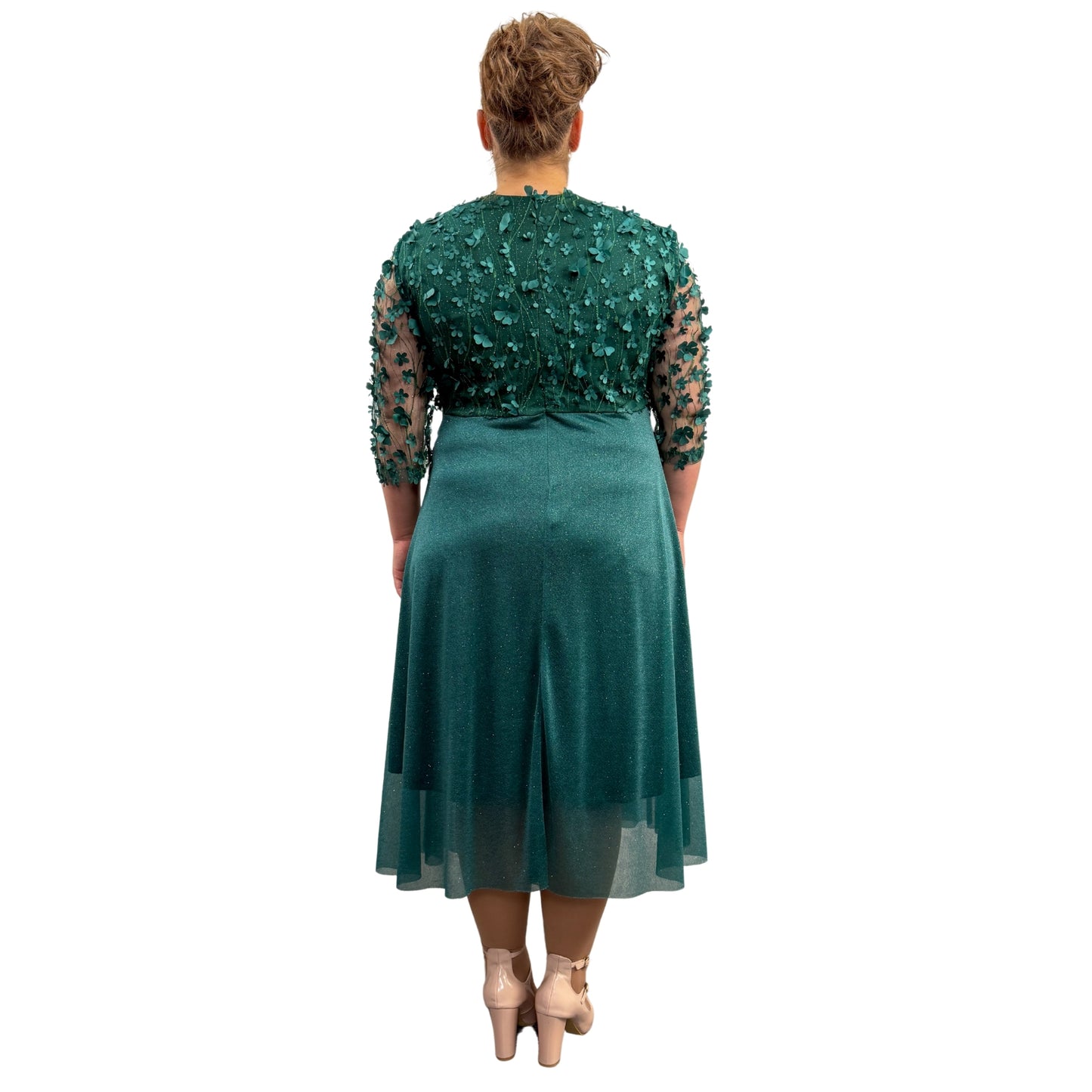 Rochie verde cu flori - k1