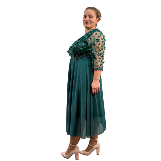 Rochie verde cu flori - k1