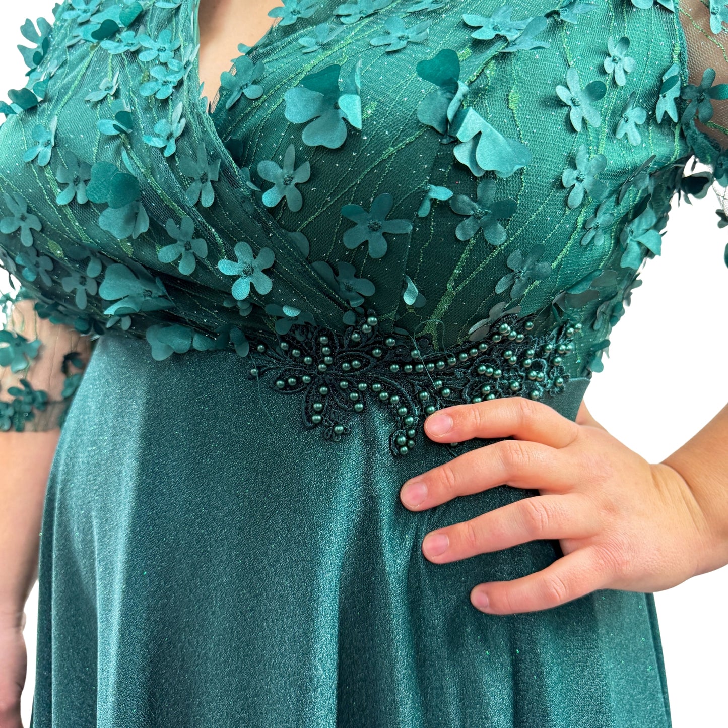 Rochie verde cu flori - k1