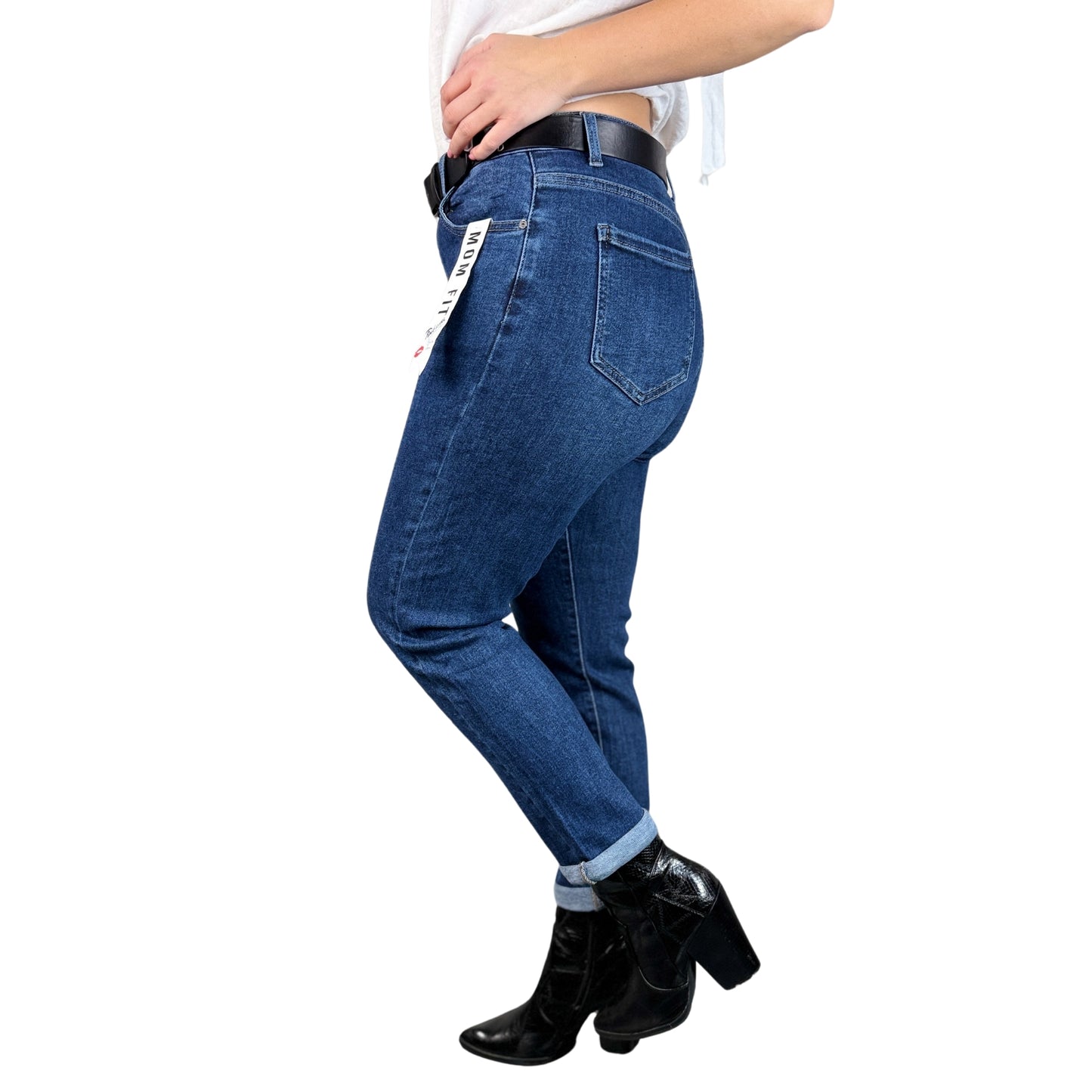 Blugi mom fit albaștri - 11489 -k1
