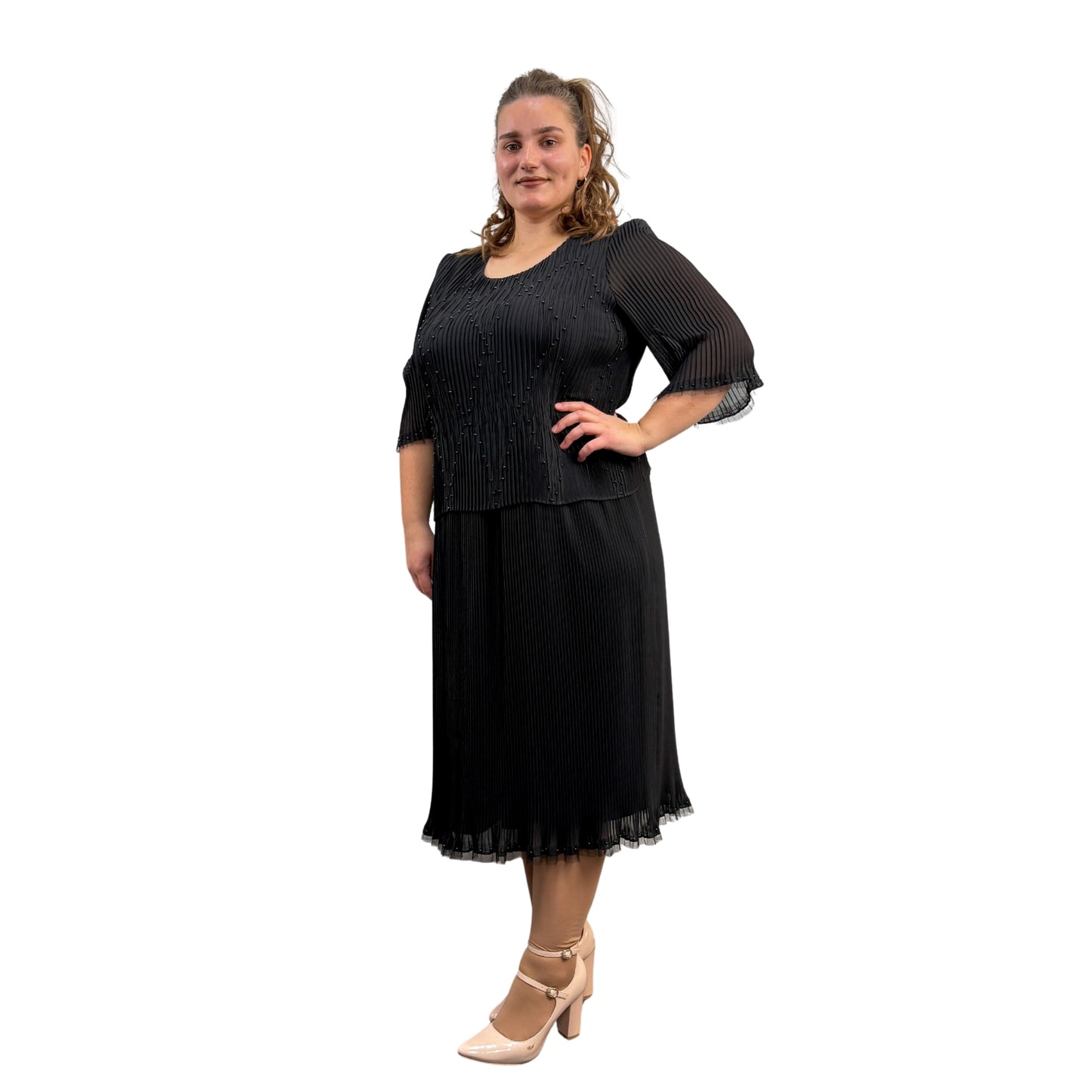 Rochie neagră plisată - k1