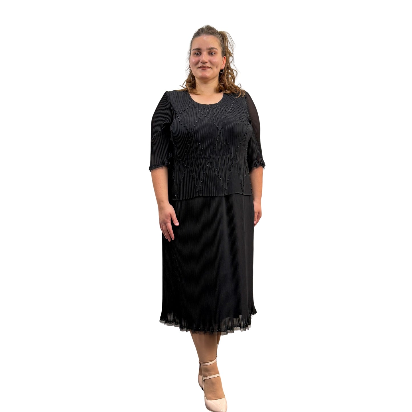Rochie neagră plisată - k1