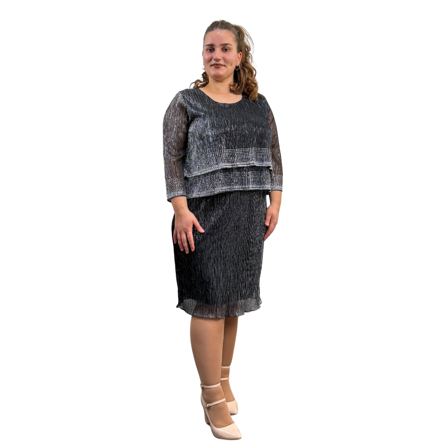 Rochie neagră cu fir argintiu - k1