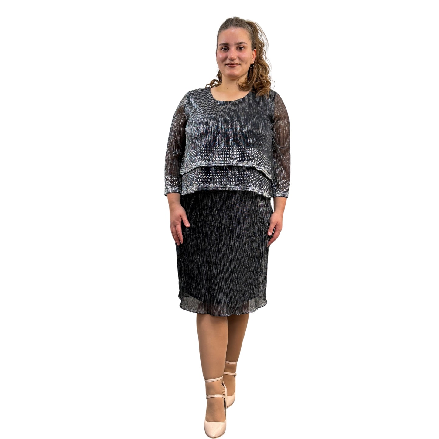 Rochie neagră cu fir argintiu - k1