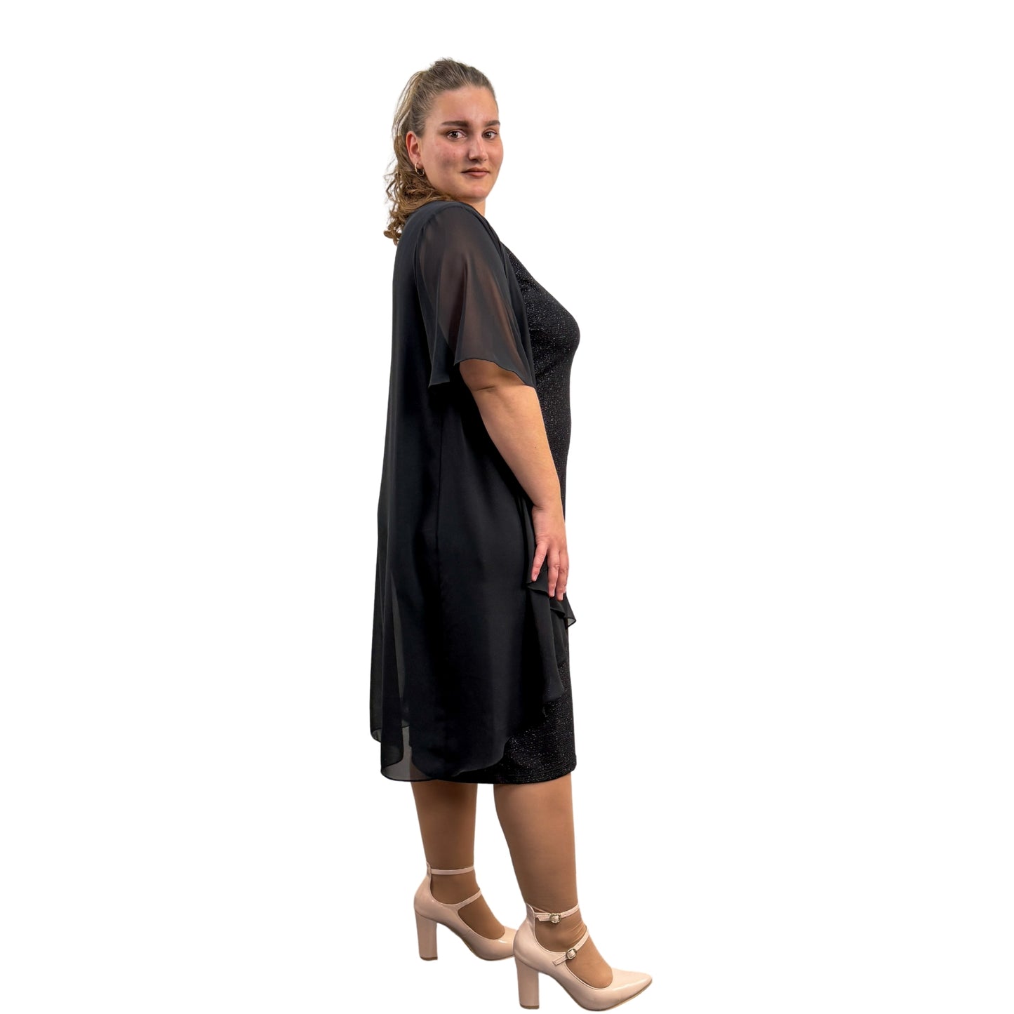 Rochie neagră cu blazer de voal - k1