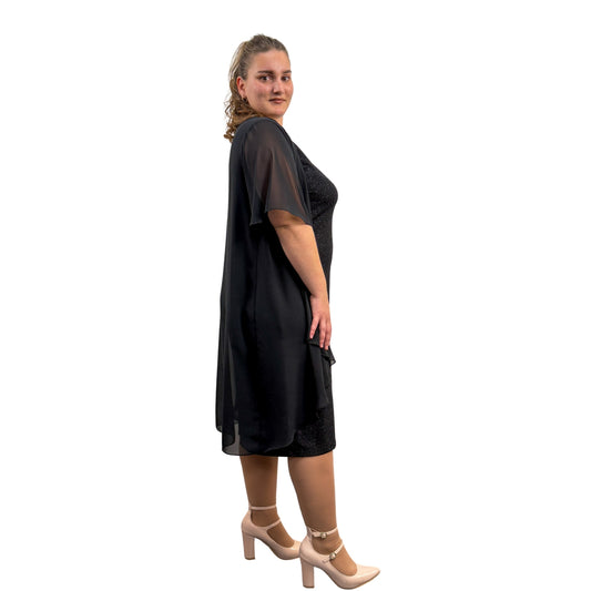 Rochie neagră cu blazer de voal - k1
