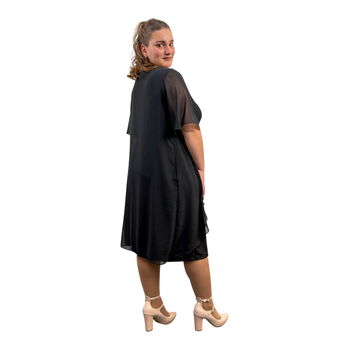 Rochie neagră cu blazer de voal - k1
