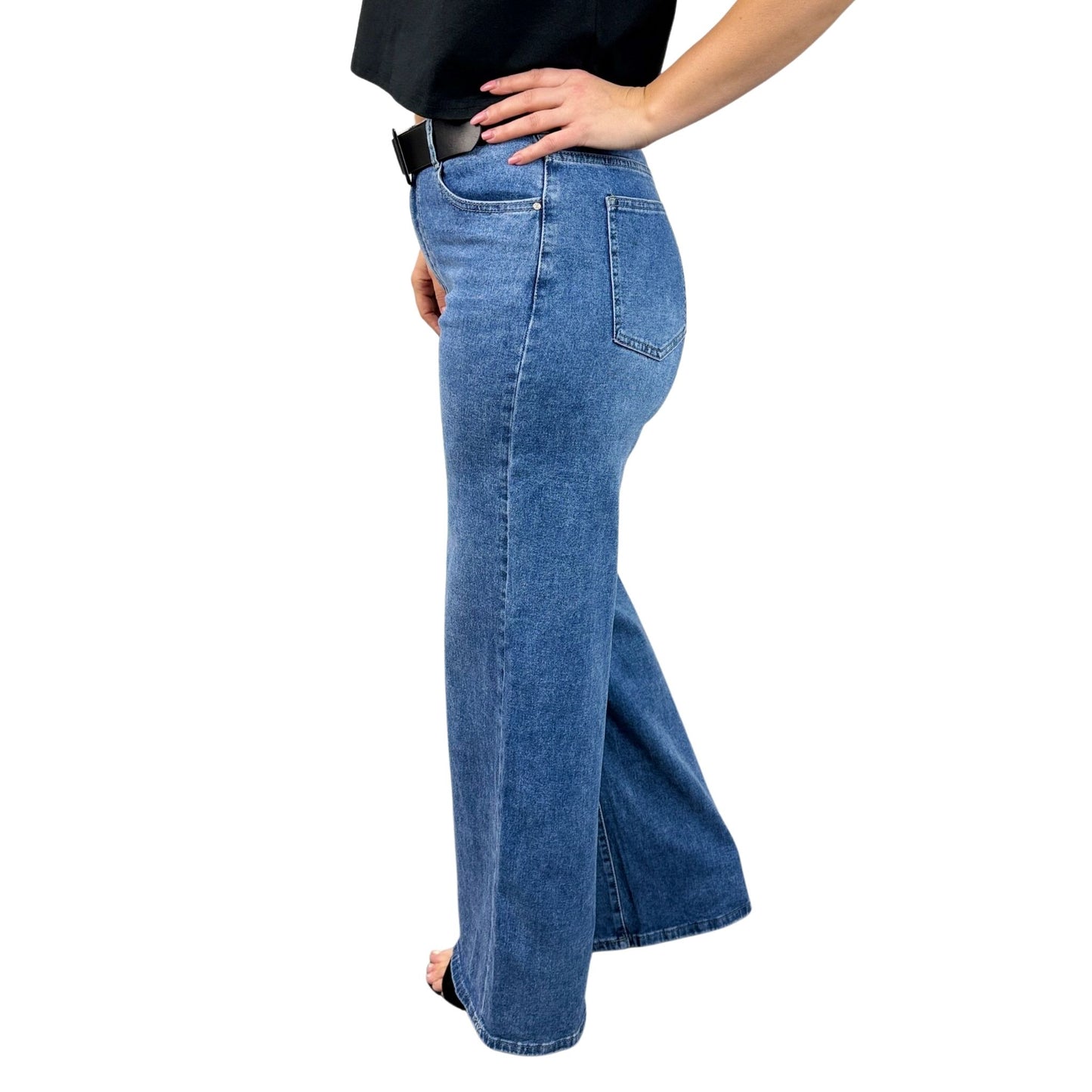 Blugi albaștri wide leg -k2