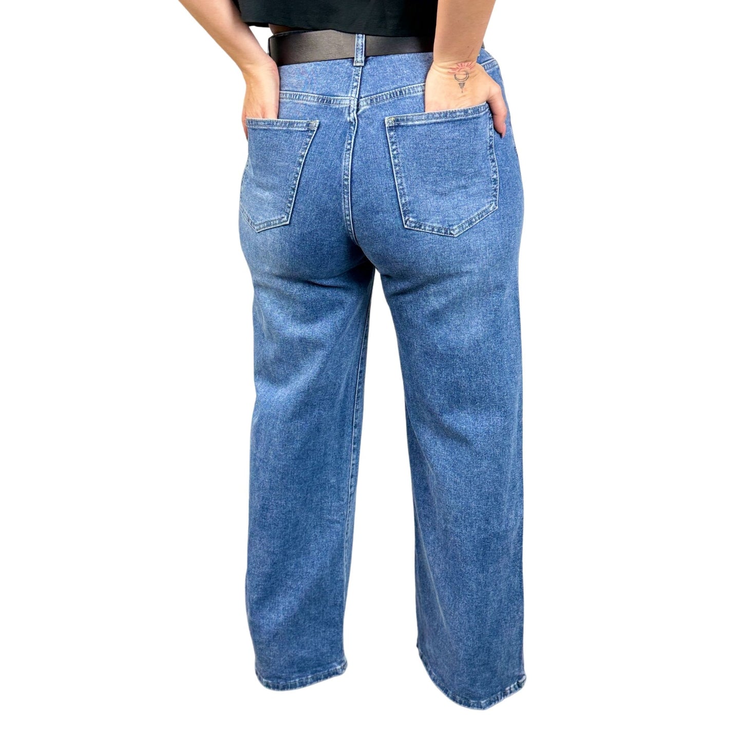 Blugi albaștri wide leg -k2