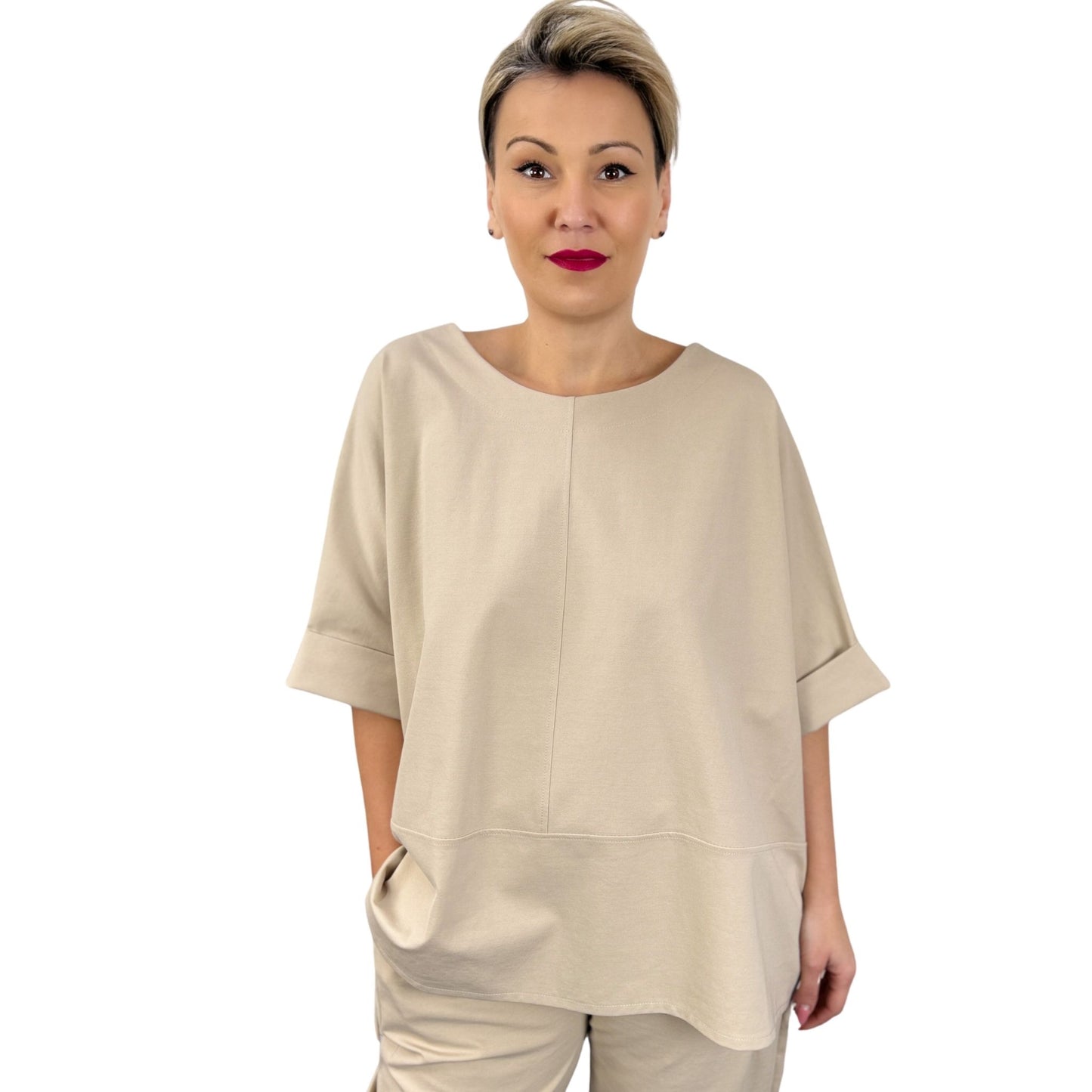 Bluză oversized bej -k2