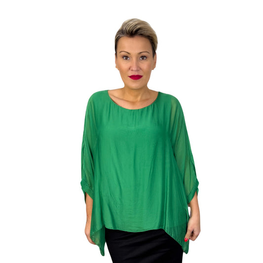 Bluză verde de mătase  -k1