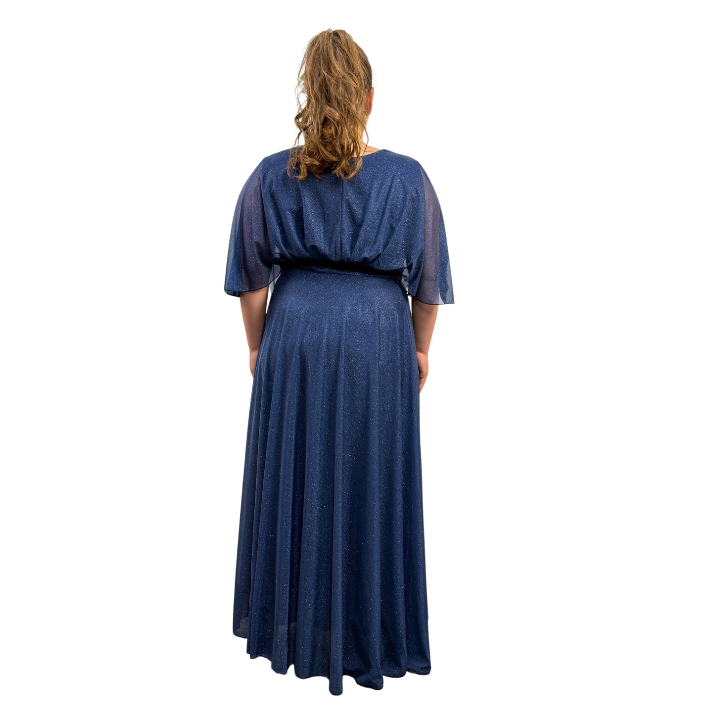 Rochie lungă bleumarin cu sclipici - k1