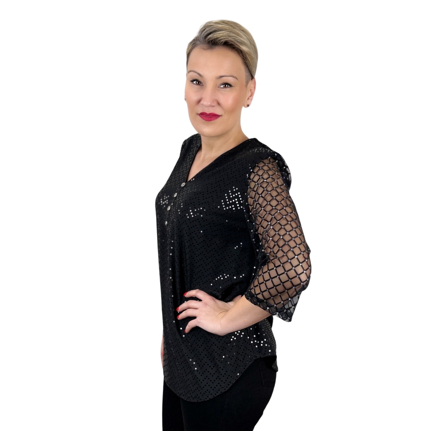 Bluză neagră cu paiete -k1